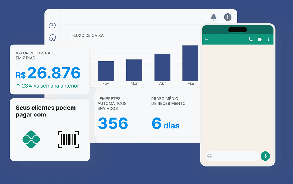 Profissional usando aplicativo de cobrança automatizada com WhatsApp